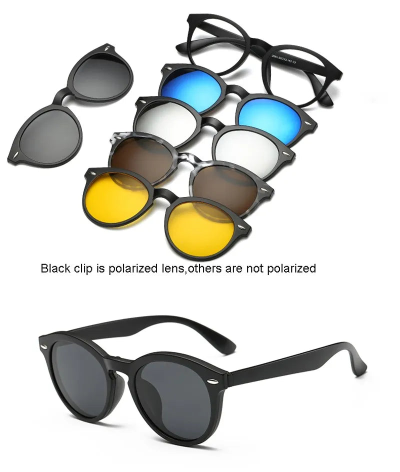 HJYFINO 5 Lenes Magnet Sunglasses Clip Mirrored Clip on Sunglasses