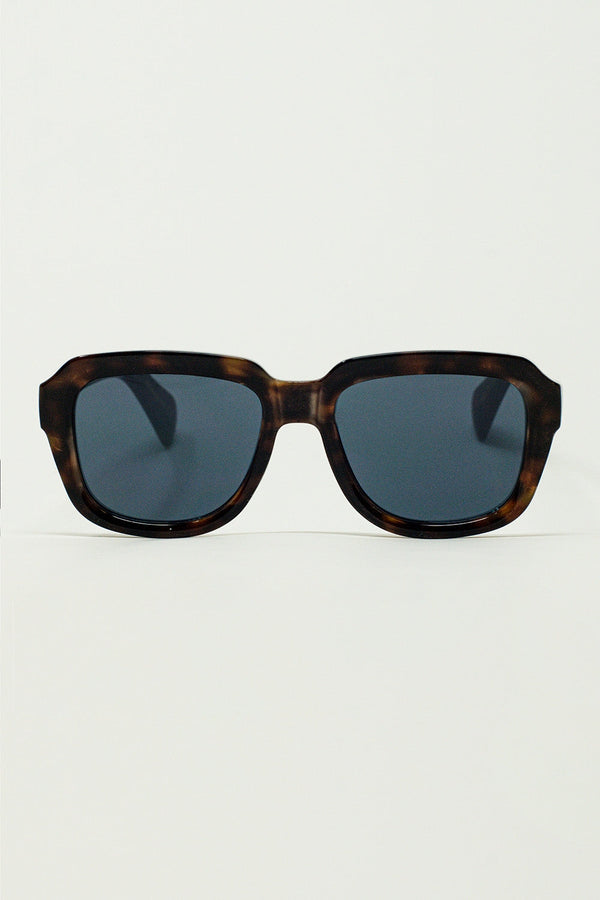 Chunky Square Sunglasses With  Dark Brown Tortoise Shell Frame