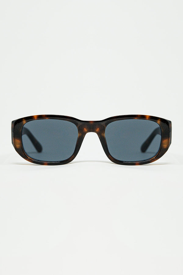 Oval Sunglasses With High Gloss Transparent Frames in Brown