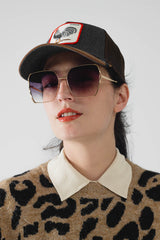 Oversized Square Metal Sunglasses in Black Gradient Lens