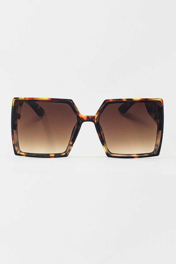 Oversized Square Sunglasses in Brown