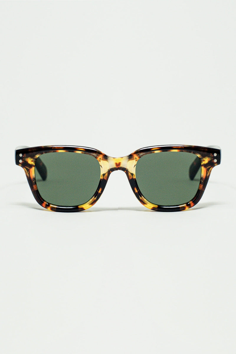 Polarised Sunglasses With Dark Lens With Tortoise Sheel Frame