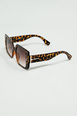 Tiger Print Square Sunglasses With Gold Detail on the Side